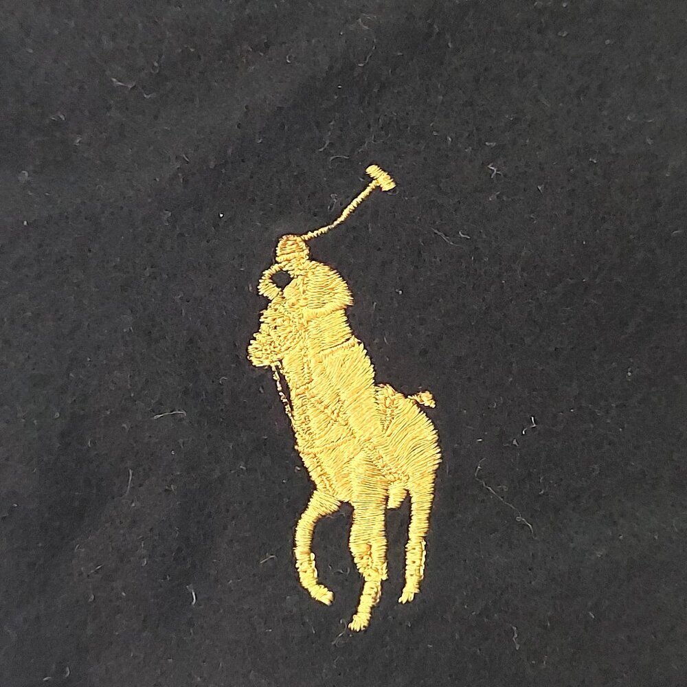 POLO Ralph Lauren Solid Black Scarf Embroidered Yellow Pony POLO Logo Scarves - Picture 3 of 6